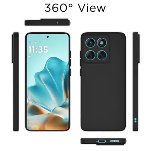 Image of Pikkme Back Cover for Motorola Moto Edge 60 5G / Motorola Moto Edge 60 Fusion 5G | Camera Protection Shockproof Soft Matte Silicone Bumper Case (Black)