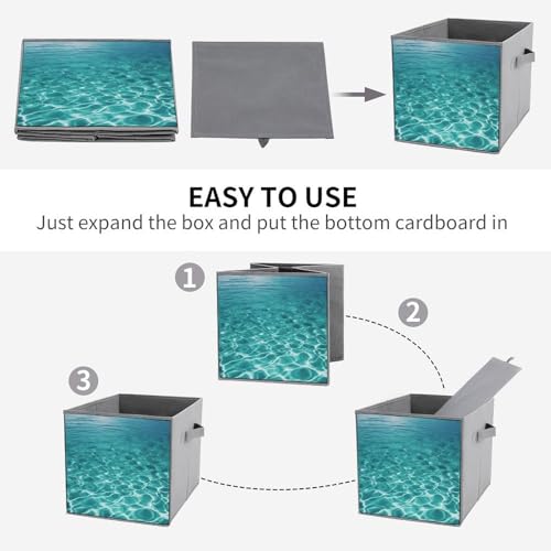 Boîte de rangement pliable durable bleu aquatique bacs armoire dressing