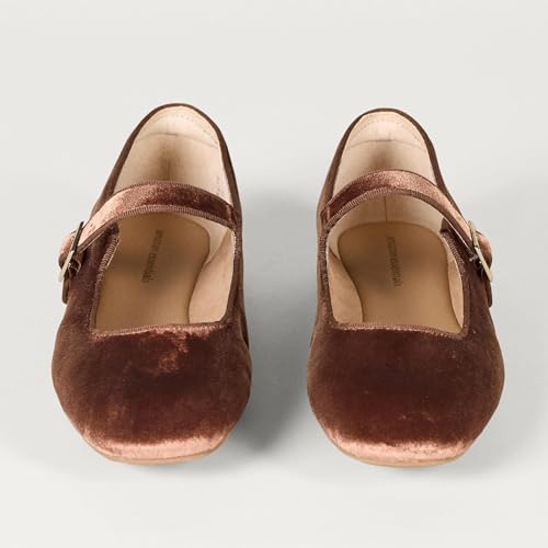 Image of Amazon Essentials Women's Velvet Mary Jane Ballet Flat with Buckle Strap