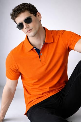 Image of Cotton Polo T-Shirt for Men | Solid Color Regular Fit Collar Neck T-Shirt