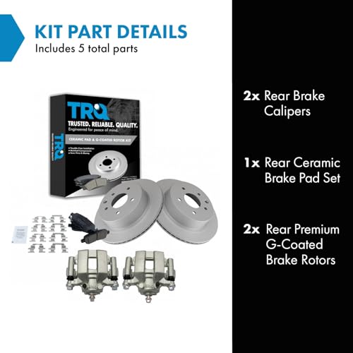 Image of TRQ Rear Brake Pad and Rotor Set Ceramic Vented Coated Rotors Calipers | For 2003-2005 Infiniti G35 350Z