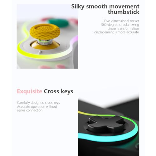 Joypad Mechanical Keys Wireless Joypad Controller, RGB One Place Controller, Regulowane Vibration Programming Controller do Gier (WHITE)
