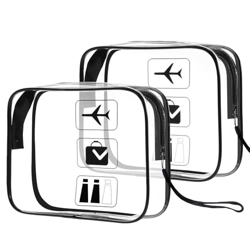 2 bolsas transparentes de aseo, bolsas impermeables de PVC para avión, bolsa de cosméticos, accesorios de avión, bolsa de equipaje de mano para máquina voladora y viaje