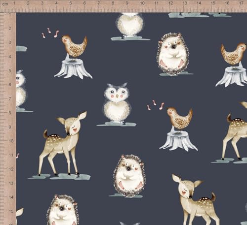 VmG-Store 1 m Cotton Fabric for Sewing 100% Cotton, Sewing Fabric, No Sold by the Metre, Children's Fabric (Cute Forest Animals Bb059) - Image 2