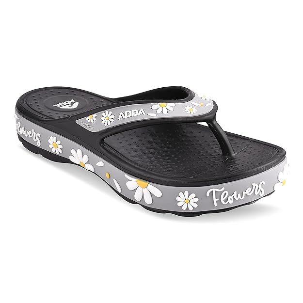 Image of ADDA Slippers for Women || Durable & Comfortable || Anti-skid Sole || Lightweight || Fashionable || Super Soft || Outdoor Slipper (Black, UK, UK Footwear Size System, Adult, Women, Numeric, Medium, 3)