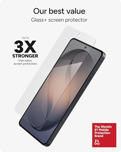 Image of ZAGG Glass+ Samsung Galaxy S26 Ultra Screen Protector - Impact & Shatter Protection, 3x Stronger Tempered Glass, Fingerprint Scanner Compatible, Scratch Resistant, InvisibleShield, Easy Installation