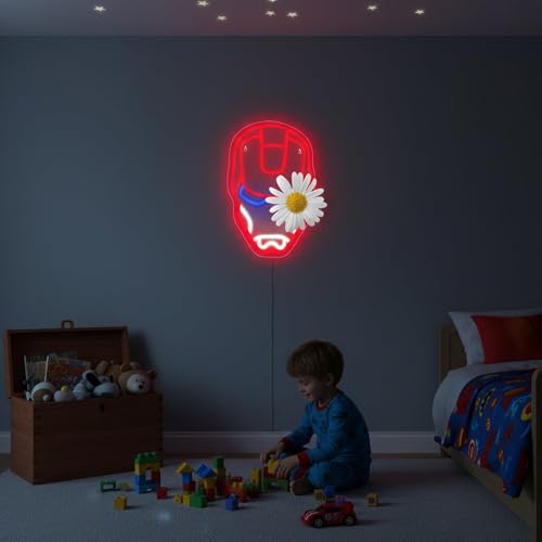 Image of Anime Neon Signs for Wall Decor Anime LED Neon Light for Boys Bedroom Cool Light Up Signs Decor for Man Cave Game Room Bar Pub Club Cool Gifts for Men Kids Boys Movie Fans,Size 16.5 * 11 in(XD131)