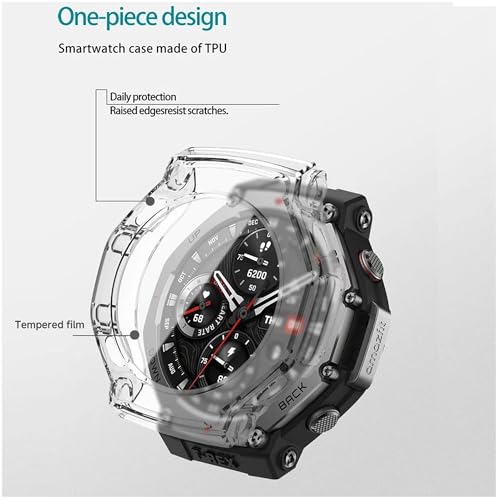 Image of Removable Screen Protector Watch Case Cover Compatible with Amazfit | Realme | Redmi Anti Scratch 360 Full Bumper Cover Shockproof Cases for Men and Women (Amazfit T-Rex 3 (Blue))