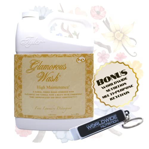 Tyler Candle Company Glamorous Wash High Maintenance Fine Laundry Detergent - Luxury Liquid Laundry Detergent - Hand And Machine Washable - With Worldwide Nutrition Multi Purpose Key Chain (64 Oz) #TOP2