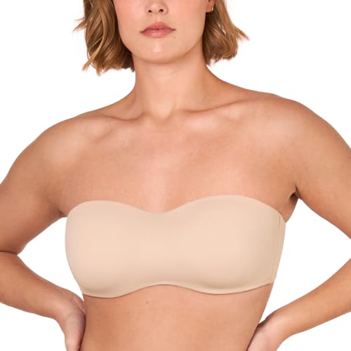 DELIMIRA - Sujetador Reductor con Aros sin Relleno sin Tirantes Tallas Grandes para Mujer Beige 90C