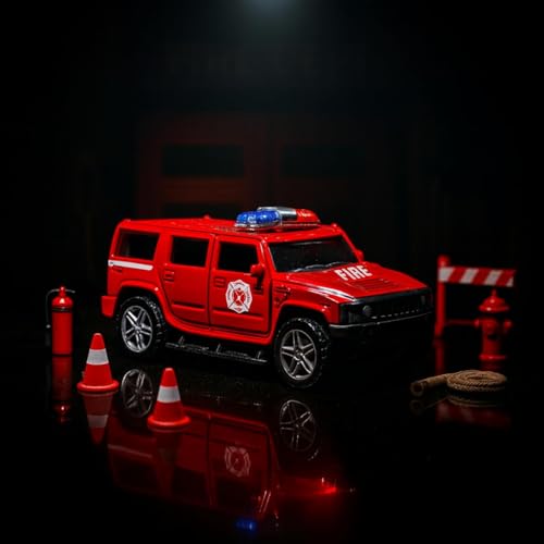 Image of Amisha Gift Gallery Hummer Diecast Fire Ambulance Toy Car for Kids | 1:36 Scale Model, Metal, Pull Back, Sports Car, Boys
