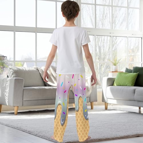 Boys' Pants Light Ice Cream Joggers Elastic Long Bottoms Trousers Sweatpants with Pockets Size 6-143