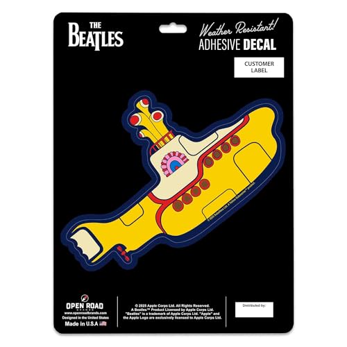 Beatles Yellow Submarine Adhesive Vinyl Decal - Fun Beatles Sticker for Car, Window, Water Botttle or Laptop