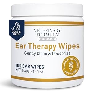 Veterinary Formula Clinical Care Ear Therapy Wipes, 100ct – Cat and Dog Ear Cleaner – Help Relieve Itchy Ears Quickly & Effectively Remove Dirt, Debris, and Foul Odor