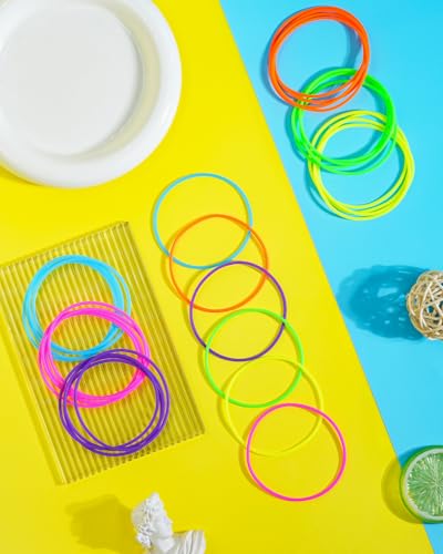 Ronglry 30pcs Silicone Jelly Bracelets 80s Neon Bracelets Bulk Gel Gummy Bracelet for Glow Party Favor Colorful Stretch Wristbands 80s 90s Outfits Costume Accessories for Women Neon Jewelry2