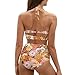 Yewattles Colorful Hippie Flowers Women Two Piece Bikini Set Sexy Halter Top Swimsuits Quick Drying High Waist Tummy Control Bottoms Breathable Bathing Suits Fashion Push Up Swimwear S-XXL