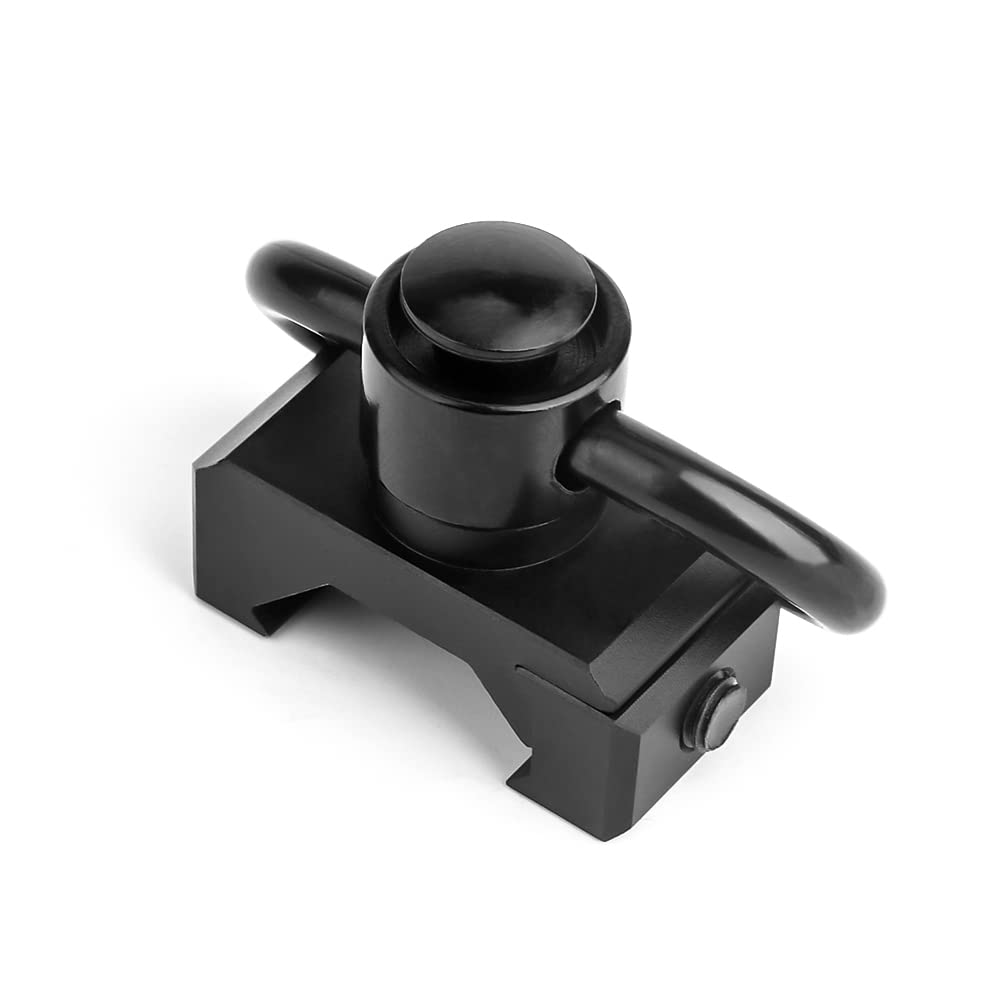 Adattatore di Montaggio Girevole per Imbracatura QD, Accessori per la con Anello Girevole con Fibbia Tattica con Bottone per Guida Picatinny da 20 mm (Nero)