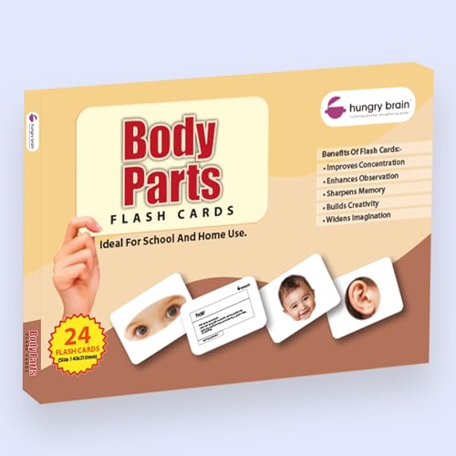 Hungry Brain Body Parts Flash Cards for Toddlers & Babies | Montessori Education Toy | Preschool Language_Skills Learning Activities | Gifts for Kids Ages 1, 2, 3, 4, 5, 6 Years