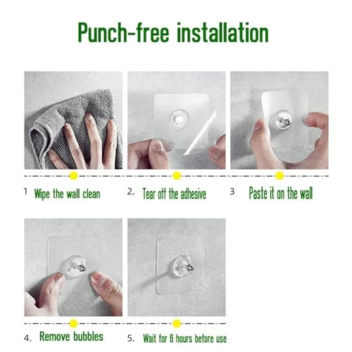 Image of 20 PCS Adhesive Hooks Heavy Duty, Screw Free Sticker, Seamless Screws for Wall Mount, No-Trace Sticker Frame Hangers Without Nails for Mount Wall Shelf,for Kitchen,Home,Office(10mm)