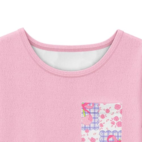 LQSZ Girls' 3-Piece Pajama Set - Short Sleeve Top, Shorts & Long Pants Soft Sleepwear for Kids Cute Printed Nightwear3