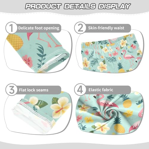Flamingos Pineapples Girls' Leggings Toddler Doodles Yellow Flowers Kids Yoga Pants Dance Active Tights 4T3