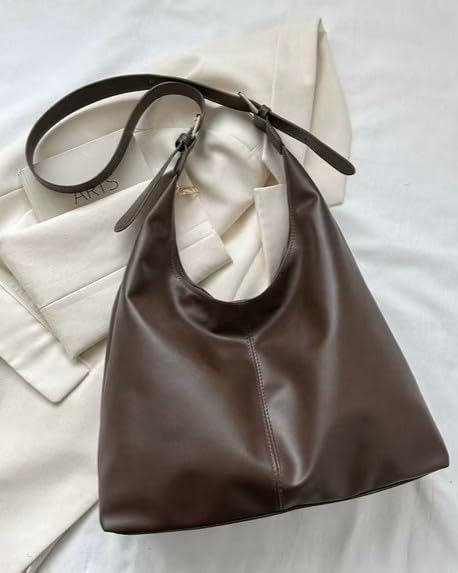 Image of Hobo Shoulder Bag for Women - Soft PU Leather Slouchy Tote Purse | Casual Lightweight Handbag for Work, Travel & Everyday Use
