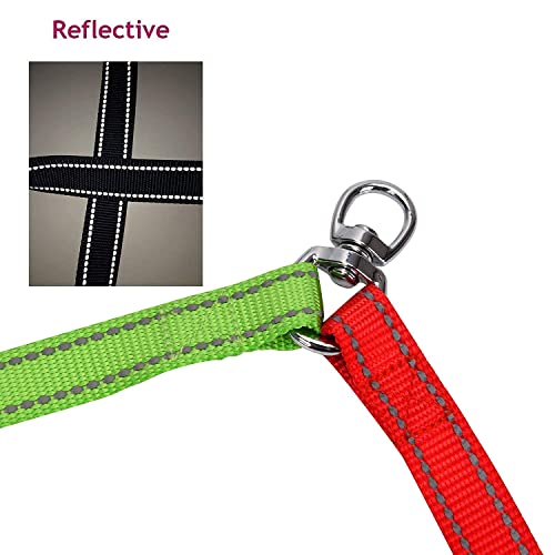 Double Dog Leash Dual Dog Leash Coupler Heavy Duty Reflective Adjustable Splitter Lead 360° Swivel No Tangle Nylon With Soft Padded Handle For 2 Dogs Walking Training 2 Dog Leash #TOP3