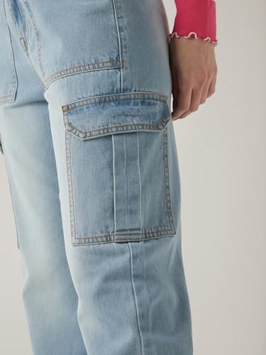 Image of Bewakoof Women's 100% Cotton Wide Leg Jeans | Jeans for Woman Pants for Woman | Classic Denim Pants | Everyday Casual | Utility Streetwear | Lightweight & Flexible | Wide Leg