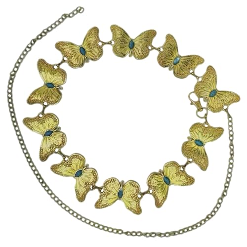 Faire Belt Ren Turquoise Butterfly With, Chain Metal Gold Belt Women For, Western Gold Alloy Belt, Fairy Accessory Belt, 43.3 X 1.3 In / 110 X 3.3 Cm