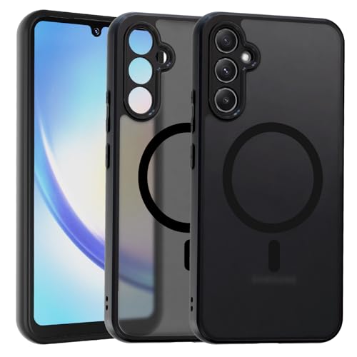 ZYIMOU für Samsung Galaxy A34 5G Hülle Kompatibel mit Magnet Handyhülle Magnetisch für Samsung Galaxy A34 5G kameraschutz Rückseite Dünn Stoßfest Schutzhülle (Schwarz)