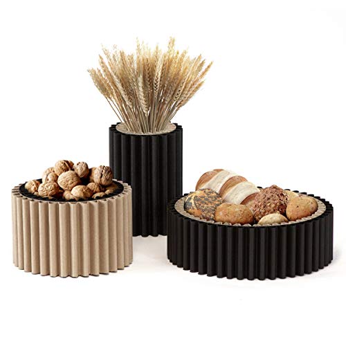 Centros de mesa cArtù Wave: conjunto de 3 unidades para el pan, fruta, frutos secos, dulces, colines, flores secas u otros elementos. Grande: 32 x 10, Mediano 23 x 14, Alto 15 x 21cm (ancho x alto)