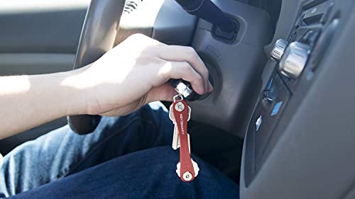 Keysmart - Compact Key Holder And Keychain Organizer (Up To 8 Keys, Red) Bundle Compact Key Holder Add-On Accessory - Stainless Steel Quick Disconnect Clip #TOP4