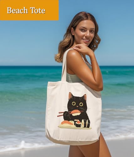 Image of Cat Gifts Tote Bag for Women Girls, Cat Lover Gifts Tote Bag for Daughter Besties, Medium Size with Inner Pocket