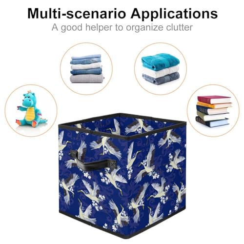 Boîte de rangement cube en tissu motif Grue à mouches maison