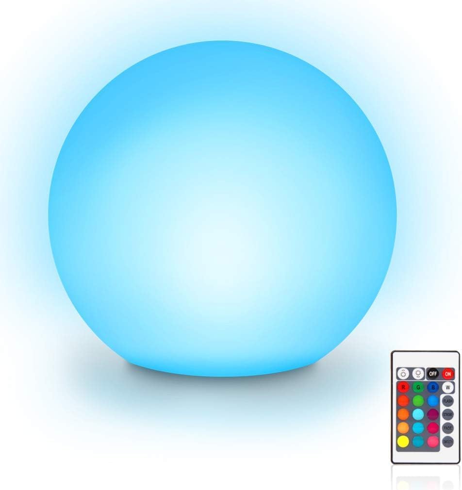 SHANJIA LED Ball Mood Light, Sphere Lamp 16 Color Change Lights Lighting Dimmable, Waterproof, Garden Orb Rechargeable Night Lighting for Indoor Outdoor Deco (12CM)