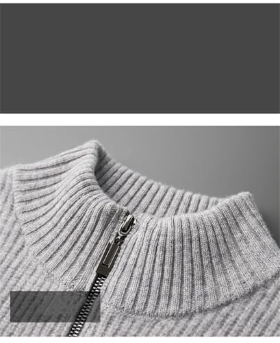 Men's Autumn and Winter Half-High-Necked Zipper Wool Cardigan Padded Leisure Cashmere Knitted Cardigan3