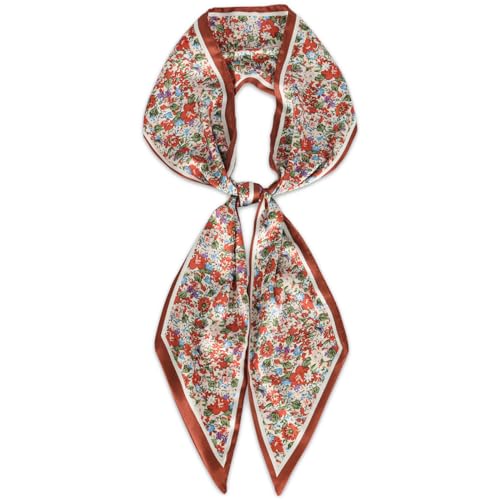 EXTREE Satin Scarf Mulberry Silk Printed Head Wrap Hair Band 7"" x 59"" A077