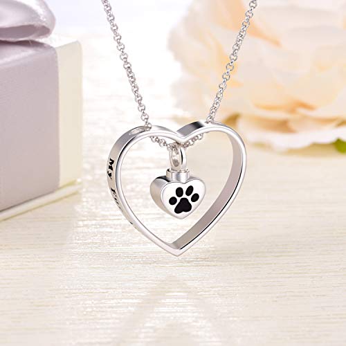 image for JXJL Memorial Heart Cremation Urn Necklace for Ashes Keepsake S925 Ste