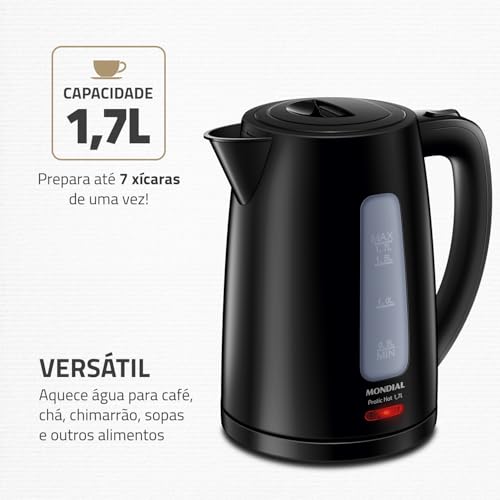 MONDIAL Chaleira Elétrica Pratic Hot 1,7L Preto, 1850W, 220V - CE-17 glide