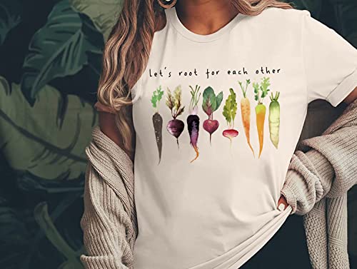 Let's Root for Each Other Plants Shirt for Women Novelty Vegetable Graphic Gardening Tees Funny Plant Lover T-Shirt4