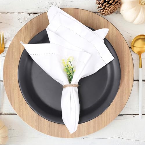 Image of Cloth Dinner Napkins-100% Cotton-18x18 inch with Hemstitched-White Color, Napkin,Cocktail Napkins,Dinner Napkins,Decorative Napkins, Mitered Corners, Machine Washable Dinner Napkins Set of 12