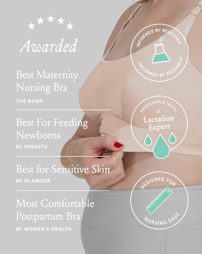Image of Bodily Everything Bra - Wireless Nursing Bras for Breastfeeding, Soft Stretchy Maternity Sleep Bra with Clip Down Access