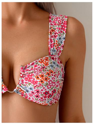 SOLY HUX Women's Floral Print Swimsuit V Wire High Waisted Bikini Set Two Piece Bathing Suit3
