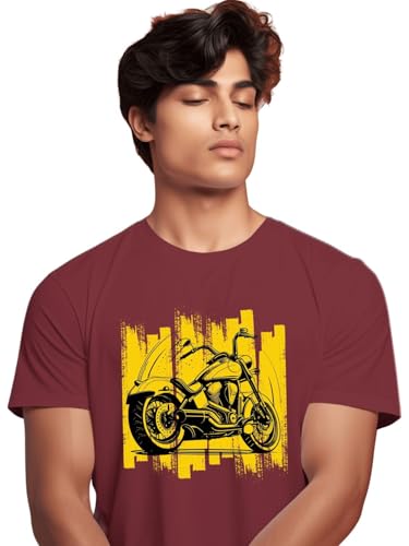 Image of Roads to India T-Shirt for Men - 100% Cotton Ladakh Motorcycle Rider Half Sleeve Round Neck Graphic Print | Regular & Oversized Fit | 180 /220 GSM | S-5XL | Black, Navy Blue, Maroon, Olive, Red, White