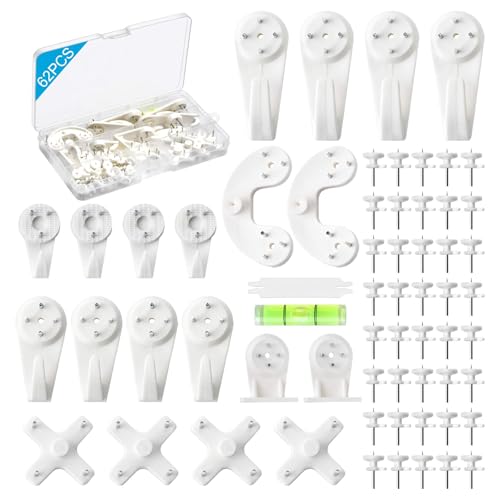 62PCS Picture Hanging Kit for Concrete and Cinder Block Walls