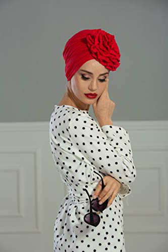 Aisha's Design Instant Turban Head Wraps For Women Pretied Hijab Scarves, Rose Detail