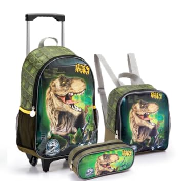 Kit Mochila Infantil de Rodinhas Seanite Dino 16'