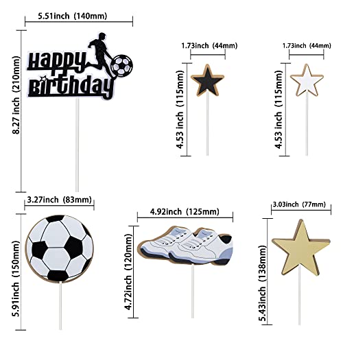 Ephlyn EPH-2022-078-1 6 Pack Soccer Cake Topper Decorations Kits Diy Soccer Ball Shoes Happy Birthday Cake Picks Sport Football Theme Birthday Party Baby Shower Cake Decorations Kids Boys Men Birthday Party Supplies thumb #1
