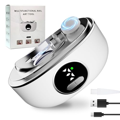 Electric Nail Clipper for Seniors & Adults - Dual-Blade 3-in-1 Automatic Nail Trimmer for Thick Nails with LED Light, Quiet 3-Speed Rechargeable Cutter with Debris Storage