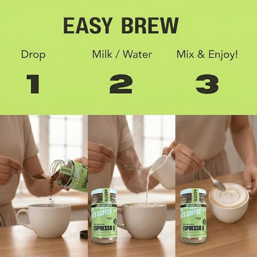 Image of Espresso X Dark Roast Instant Coffee - 50g Glass Jar | LOW ACIDIC COFFEE | 100% Arabica Coffee | Pure Chikmagalur Powder | No Sugar, No Chicory | NON FLAVOURED | Make Cafe Style Hot or Cold Coffee, black Coffeee, Cappuccino, Latte at Home | Serves 35-40 Cups